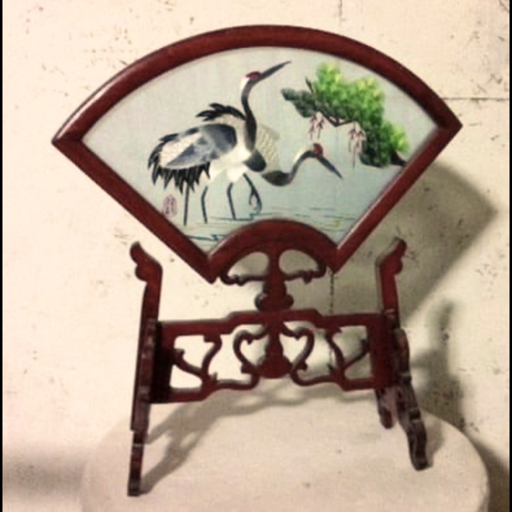 Chinese double sided silk screen embroidery wooden